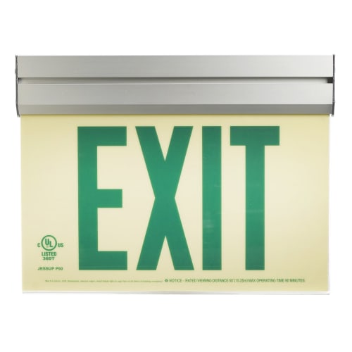 Glo Brite® Exit Sign, Single Sided, Acrylic Frame w/ Bracket, Photoluminescent, Green